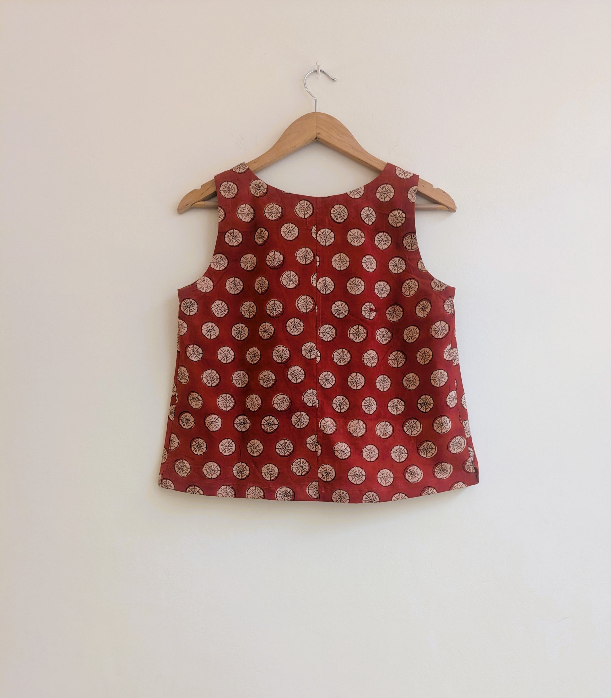 Women's sleeveless top in brick red - back image