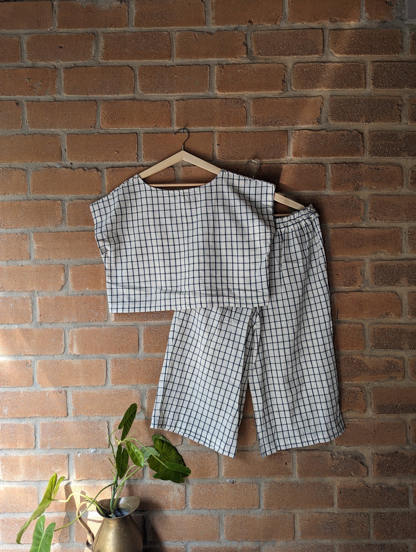 Cotton Zen pant Blue Checks - Back Image