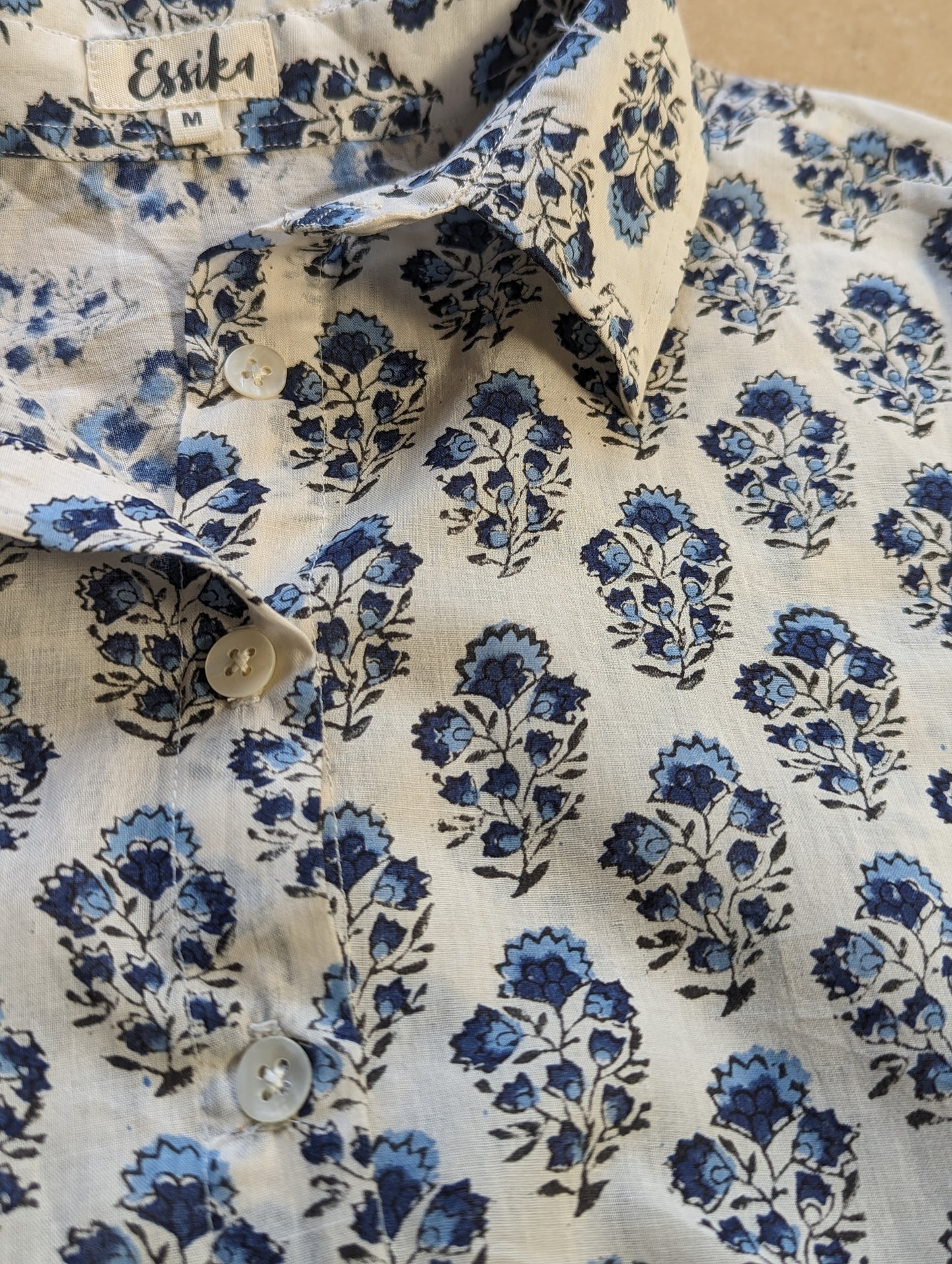 Women's Cotton Shirt- Dark Blue - Closeup Image