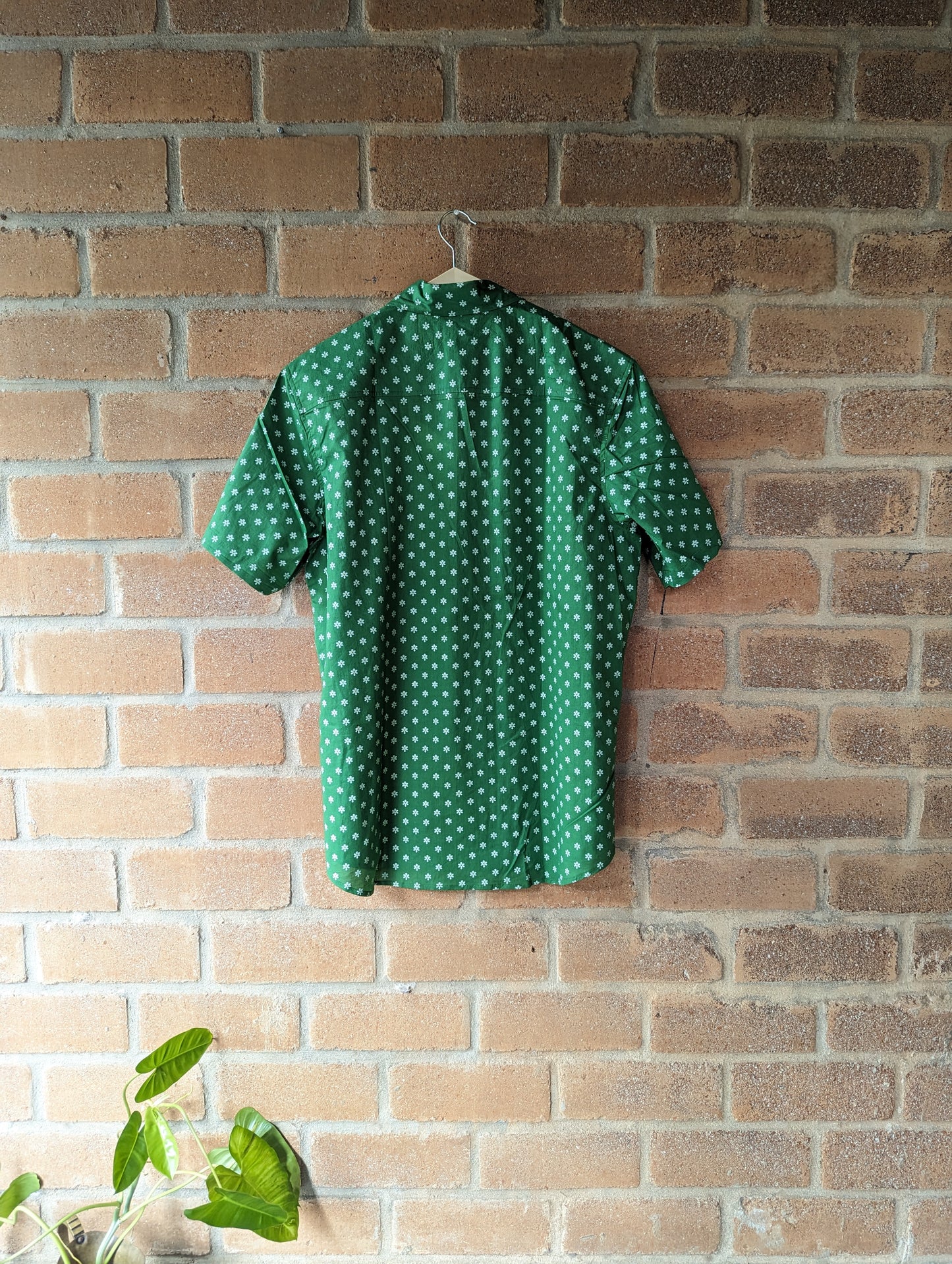 Men's regular fit cotton half sleeves shirt - Green - Back Image
