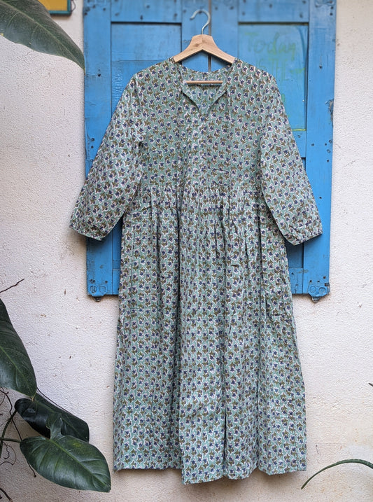 Women's cotton full length dress with 3/4th sleeves - Front image