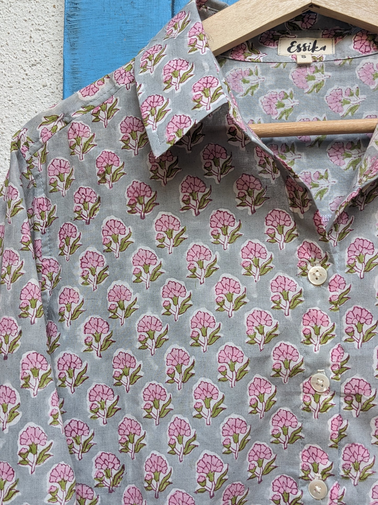Women's Coord Set, Cotton Full Sleeves Shirt - Closeup Image