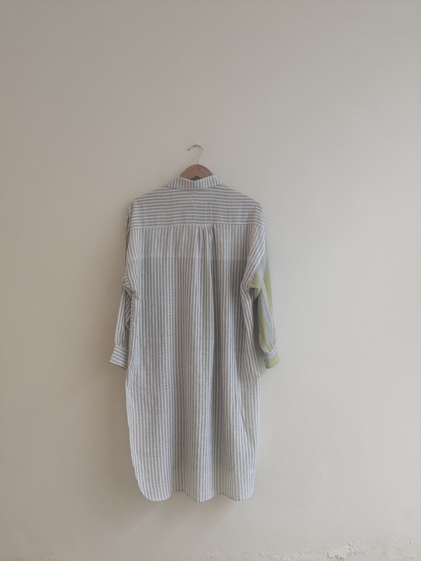 Women's Oversized Kurta | Handloom Cotton | Green Stripes