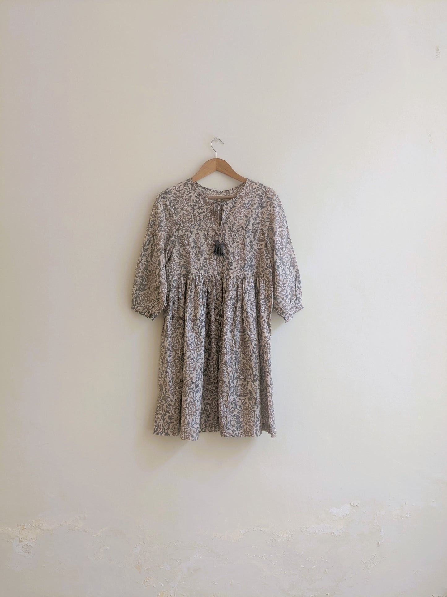 The Jemma Dress | Block Print | Sand Rose