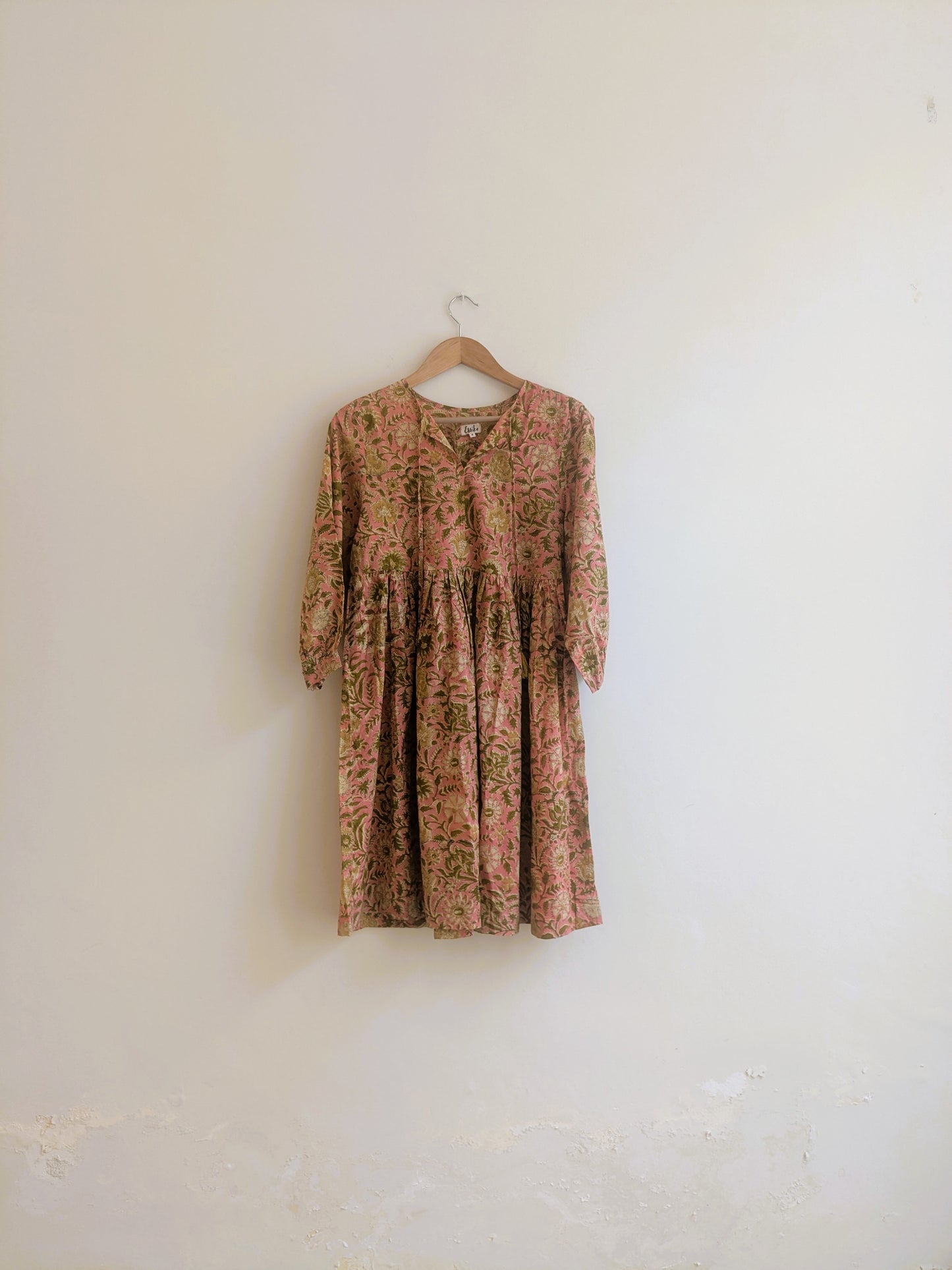 The Jemma Dress | Block Print | Olive Blush