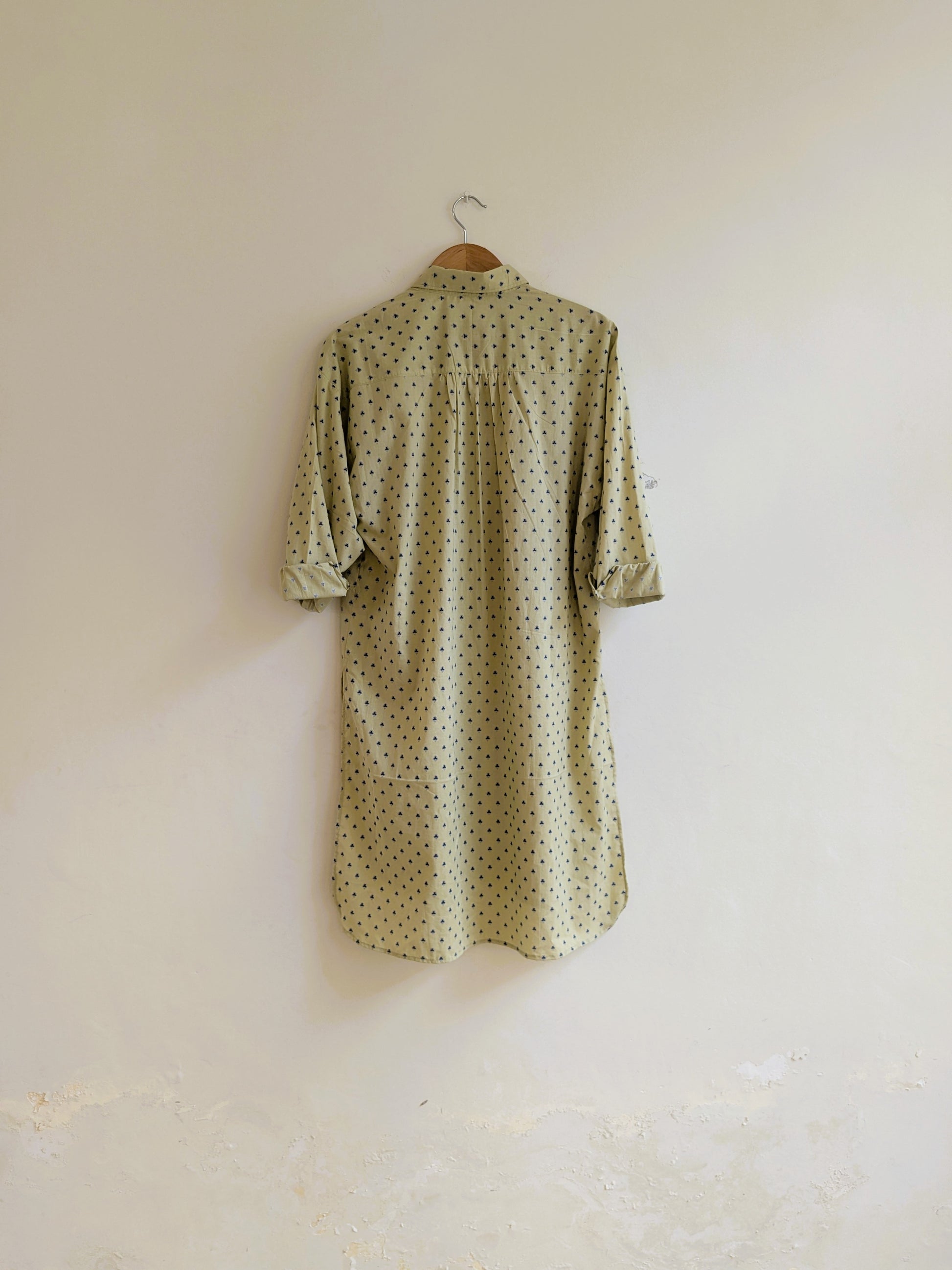 Women's cotton block printed oversized kurta in full sleeves -  back image