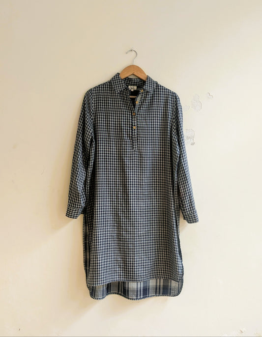 Women's oversized kurta in full sleeves, cotton blend - front