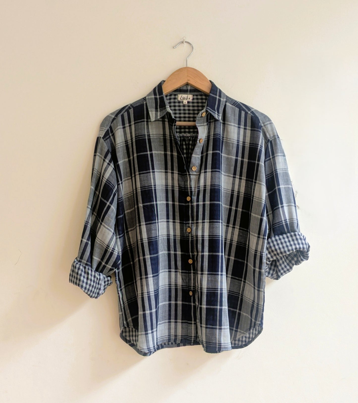 Women's oversized shirt in cotton with full sleeves - front image