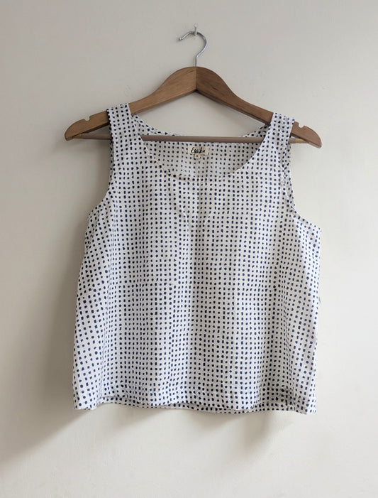 Women's tank top in block print cotton - front image