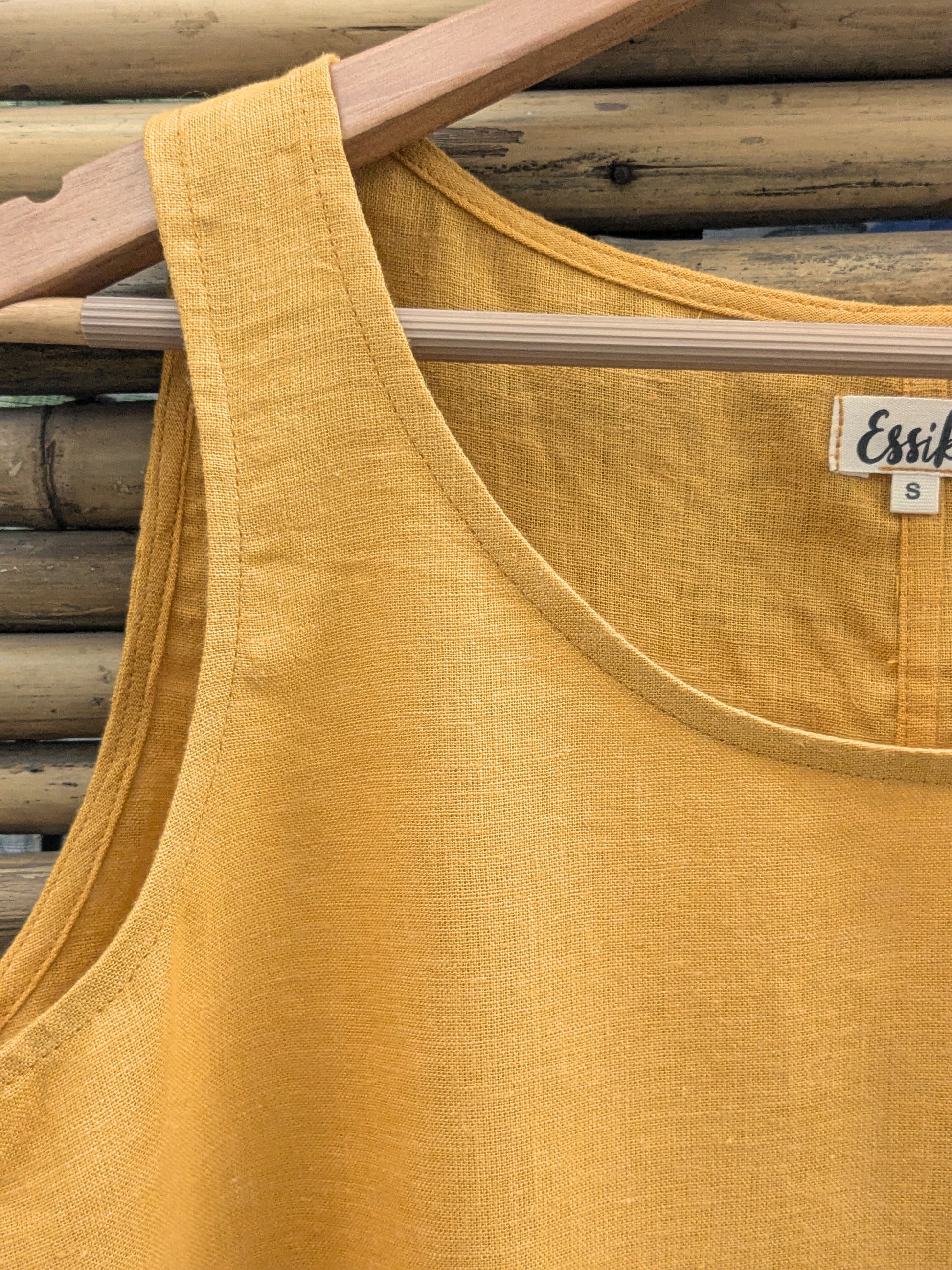 Women's Tank Top - Linen Mustard - Close up Image