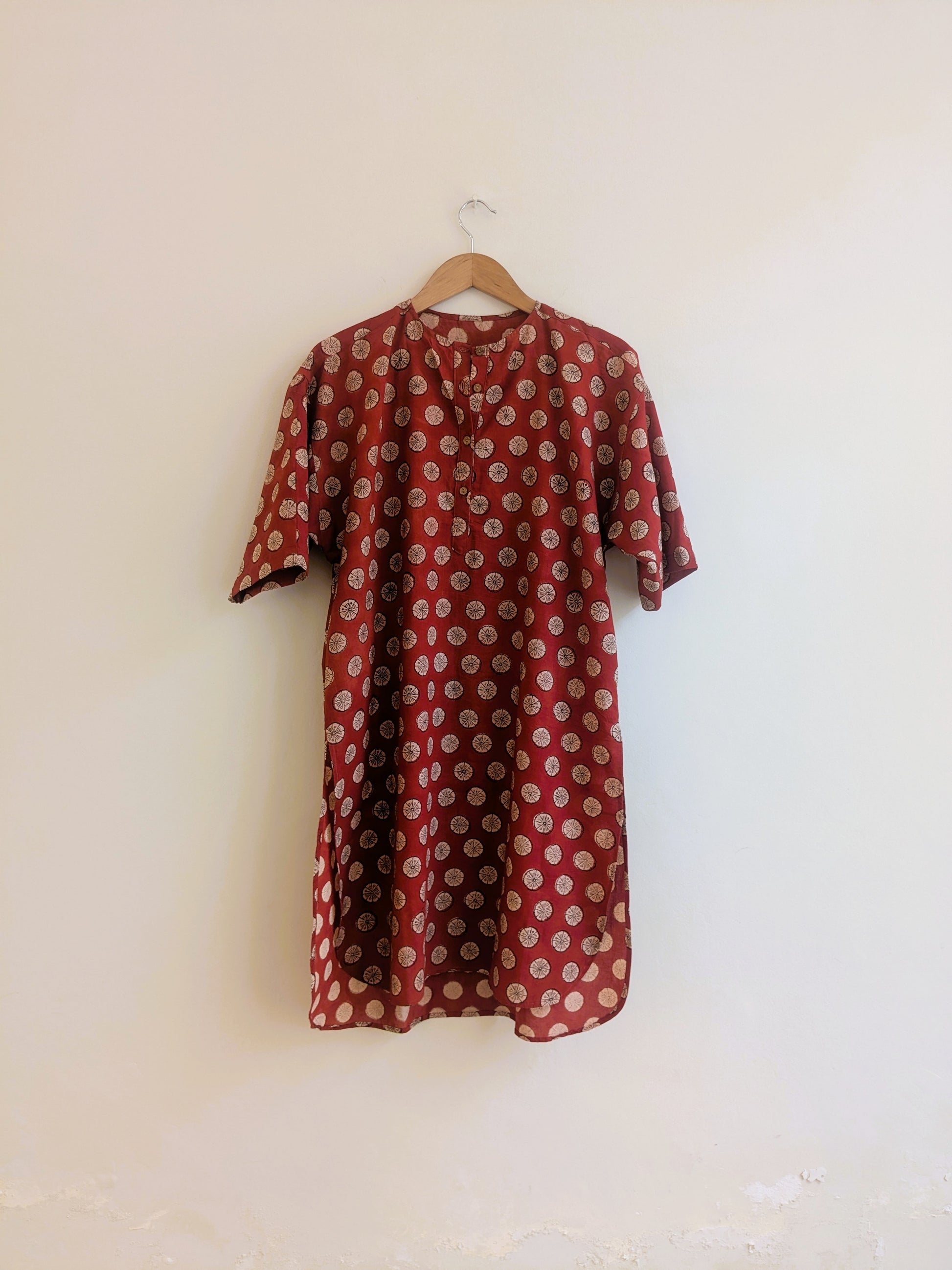 Women's Oversized Kurta with 3/4th sleeves in brick red  - front image