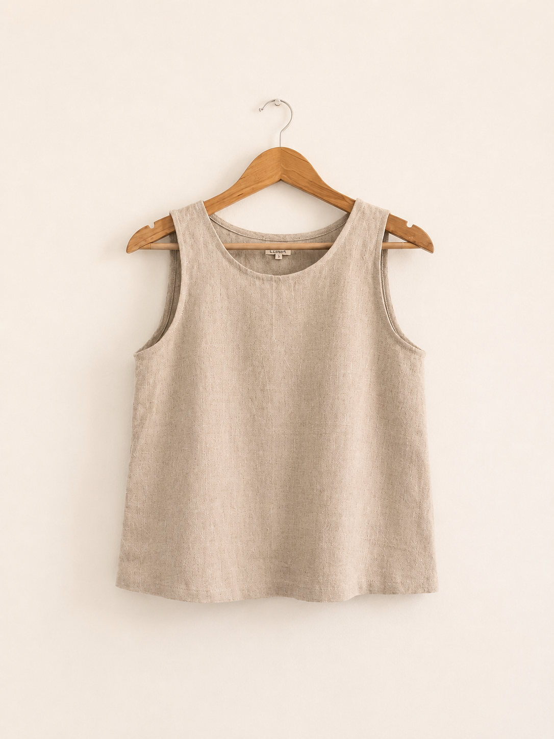 Women's sleeveless top in Beige colour made with jute linen blend - front image