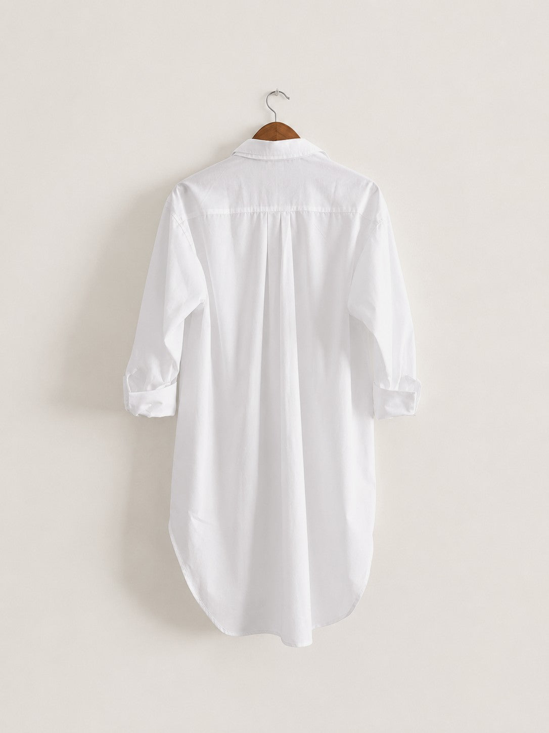 Women's shirt dress in white poplin -  back image
