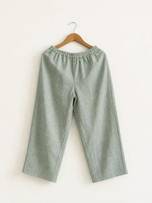 Women's cotton wide legged pants in green colour