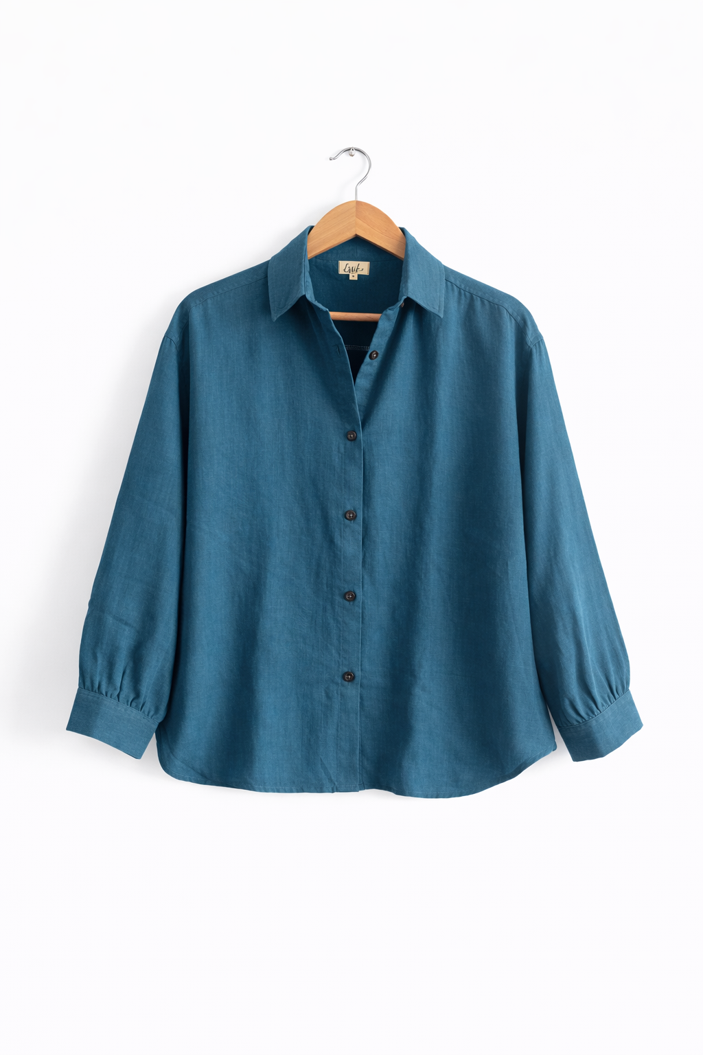 A women’s oversized full sleeve cotton gauze shirt in teal - Front full image