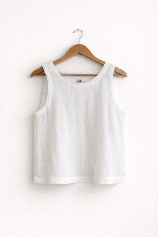 Women's Sleeveless Top | Cotton Gauze | White