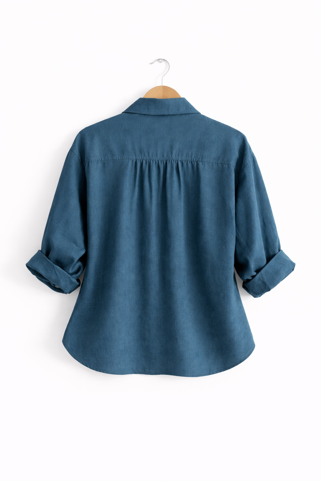 A women’s oversized full sleeve cotton gauze shirt in teal - Back image