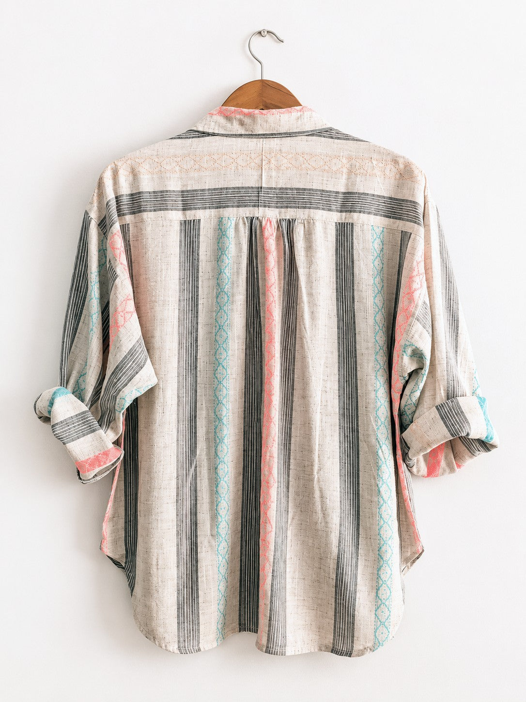 Women's Oversized Shirt | Cotton | Multicolour Stripes