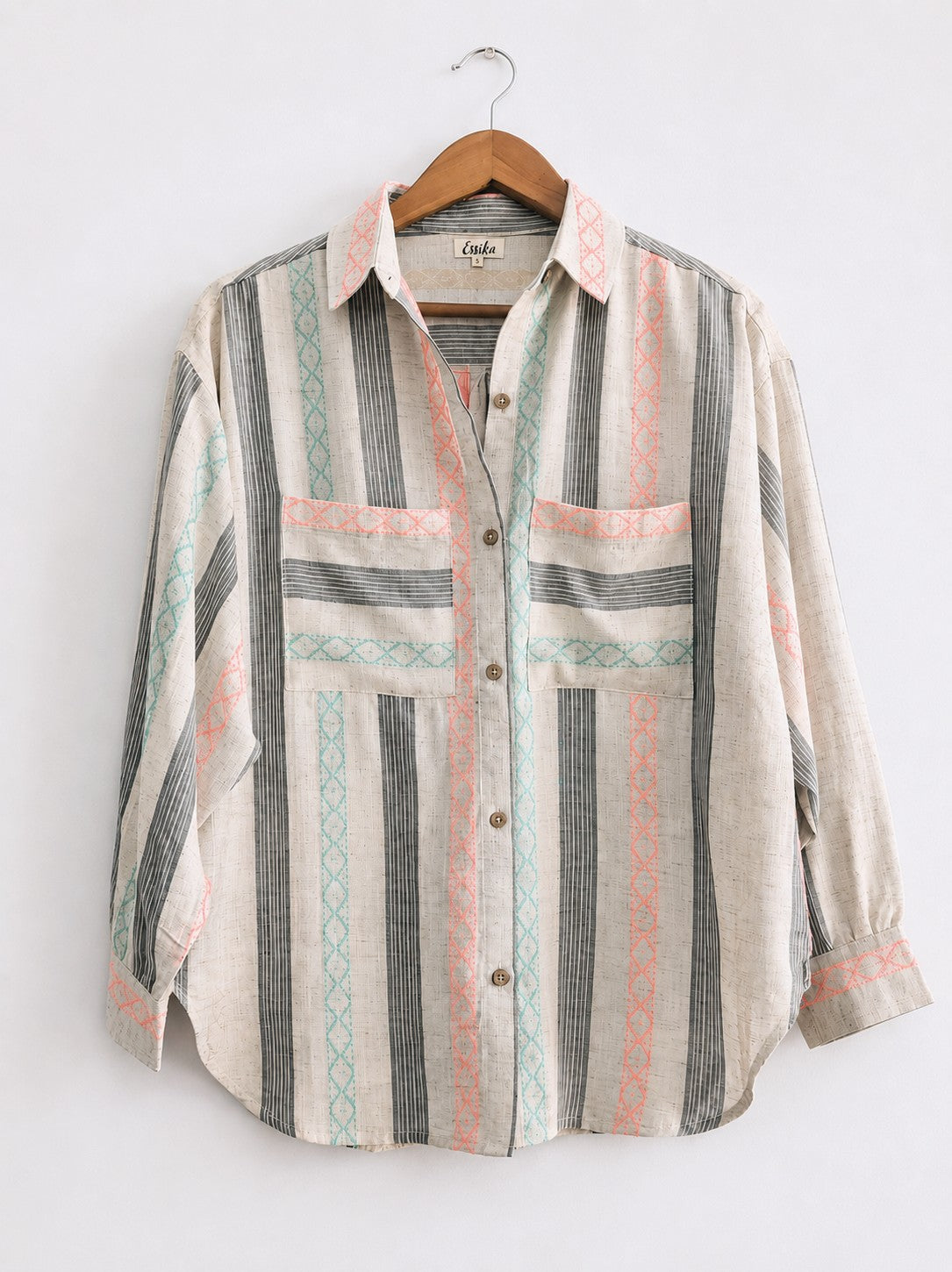 Women's Oversized Shirt | Cotton | Multicolour Stripes