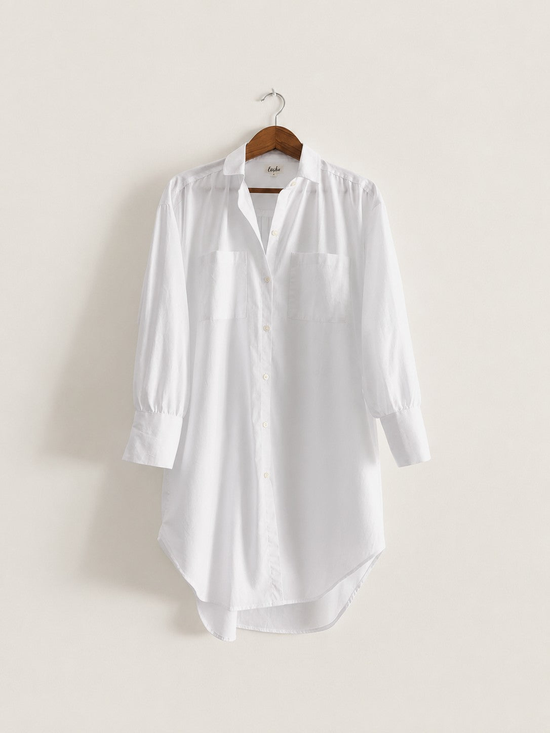 Women's shirt dress in white poplin -  front full image