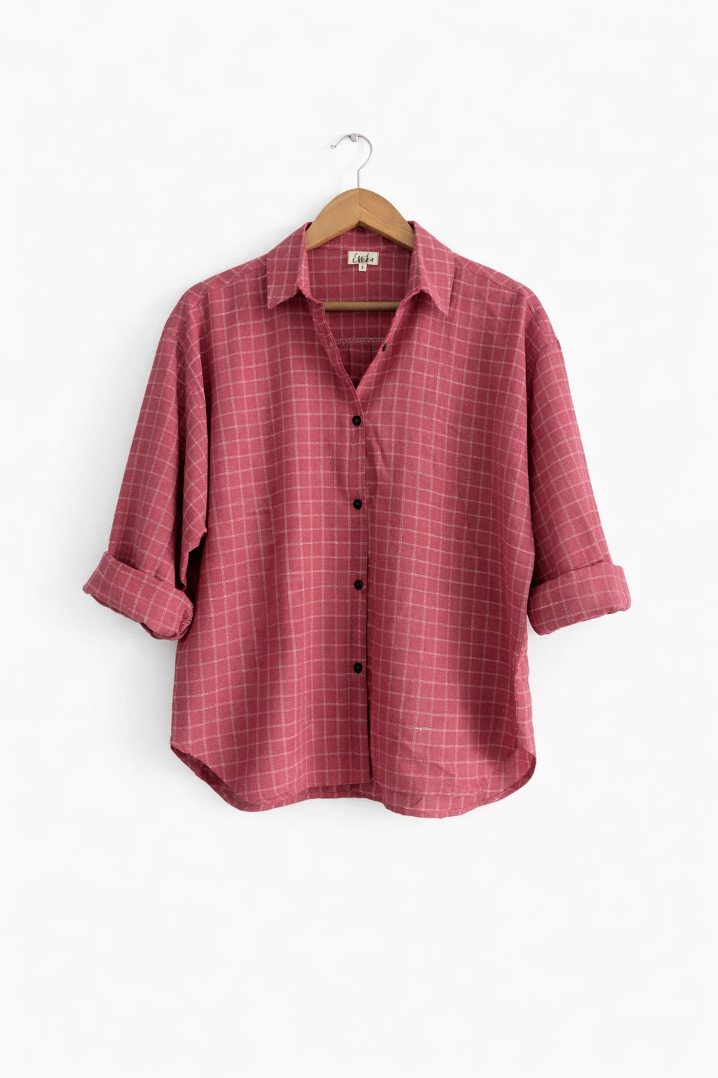 Women's Oversized Shirt | Handloom Cotton | Red Checks