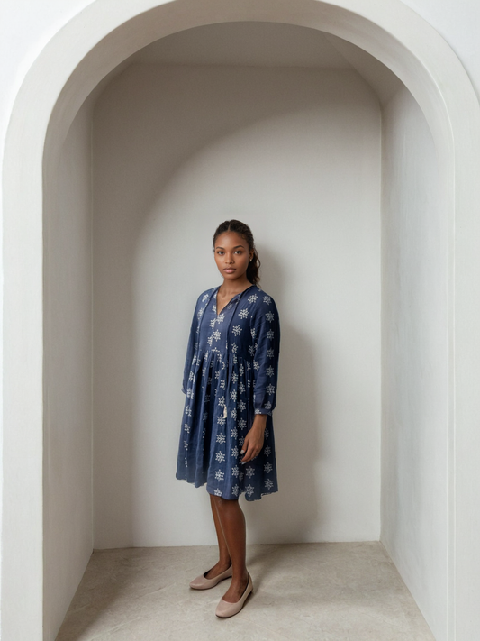 The Jemma Dress | Cotton | Navy