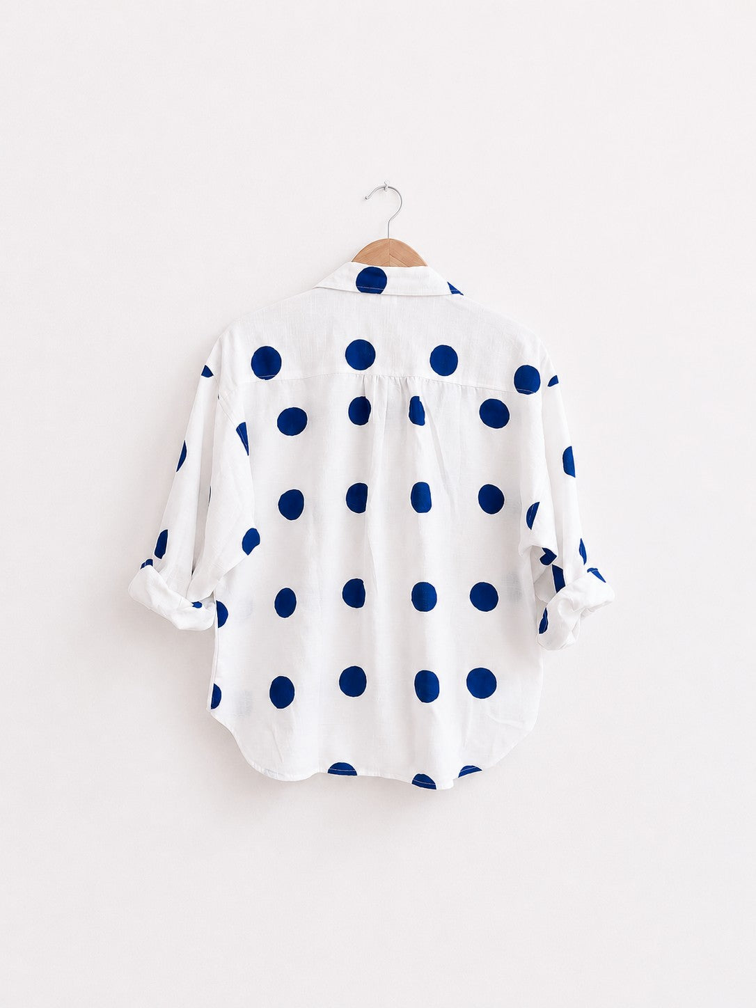 Chemise surdimensionnée pour femmes | Impression en bloc | Bleu foncé 