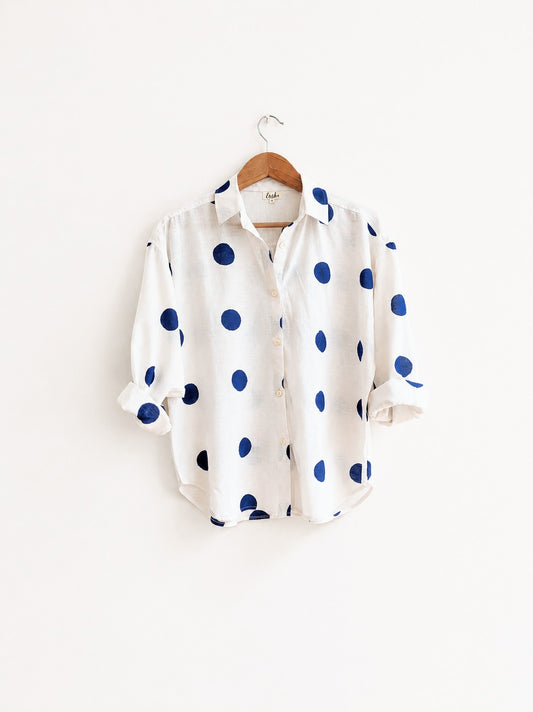 Women's Oversized Shirt | Cotton | Polka Dot