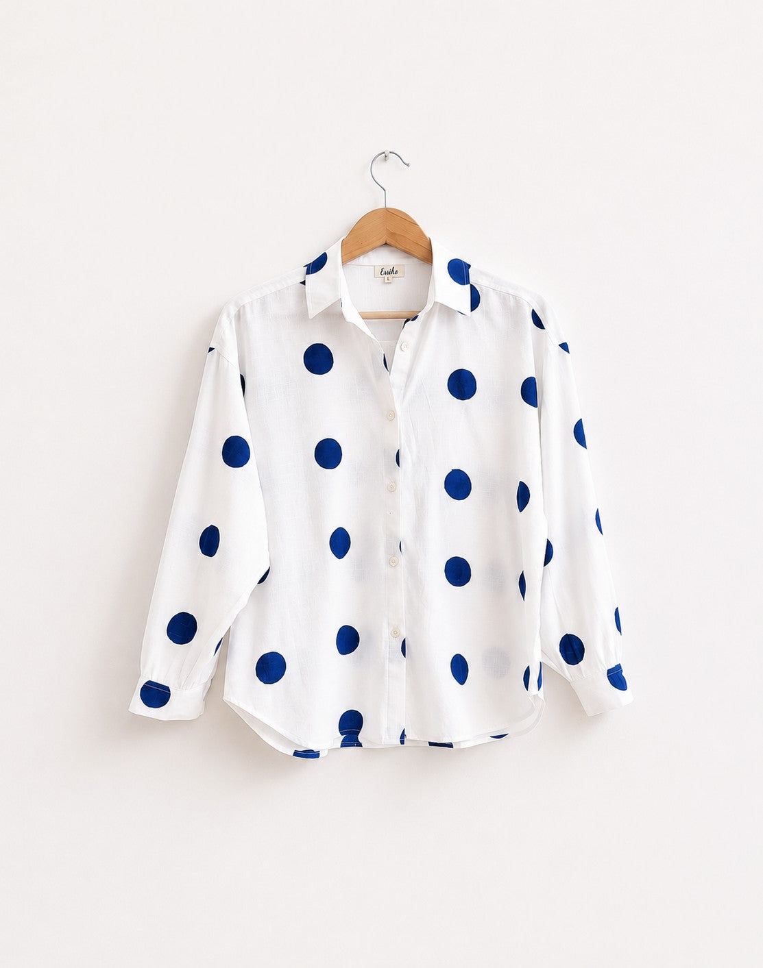Chemise surdimensionnée pour femmes | Impression en bloc | Bleu foncé 