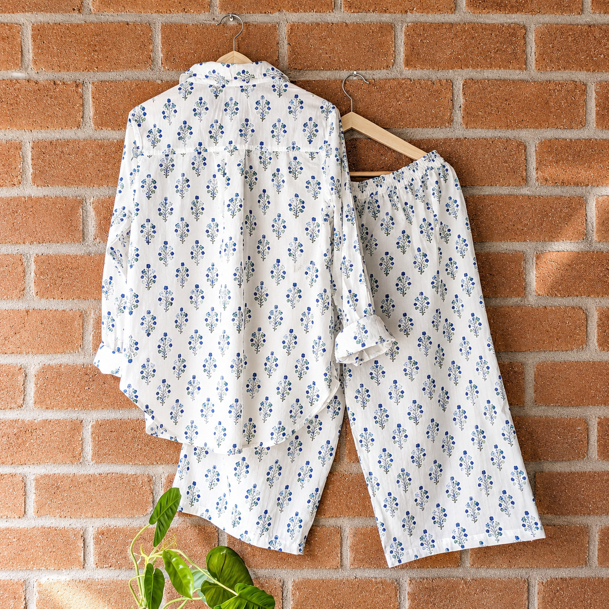 Women's Coord Set | Block Print | Teal & Indigo