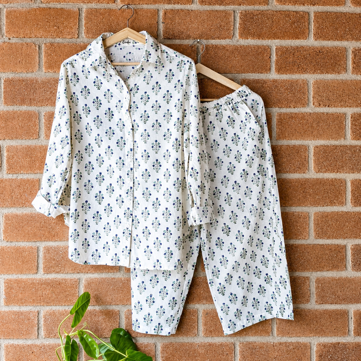 Women's Coord Set | Block Print | Teal & Indigo