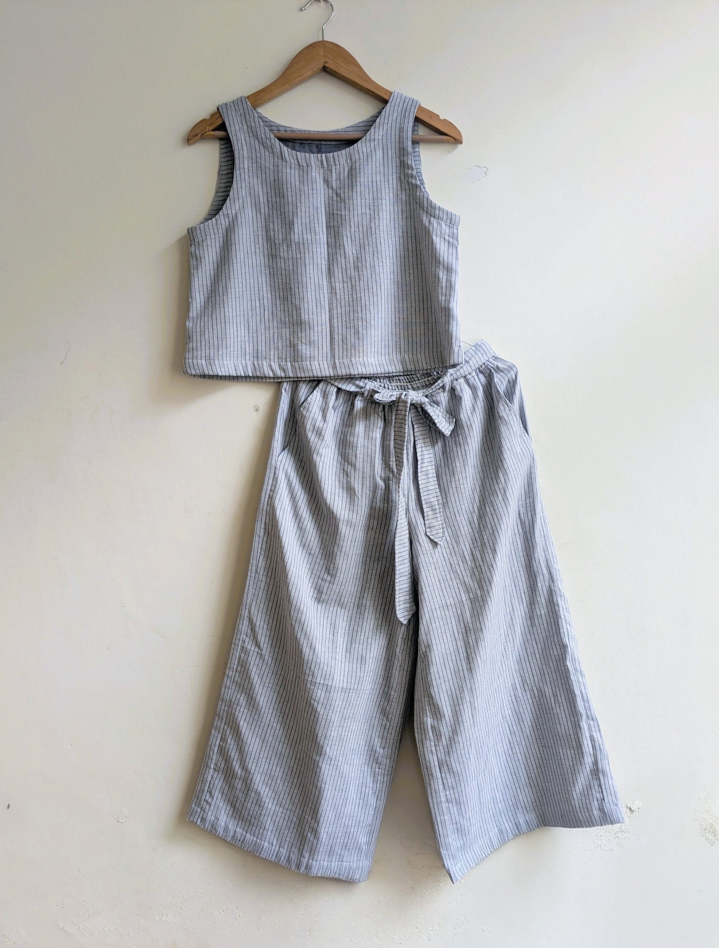 Women's Coord Set |  Cotton | Grey Stripes