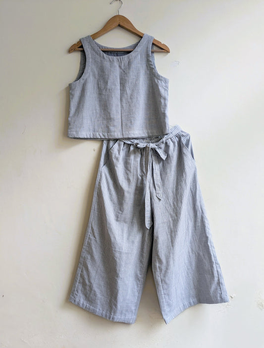 Women's Coord Set |  Cotton | Grey Stripes