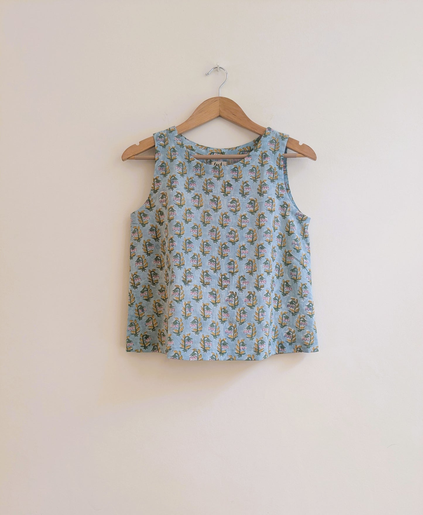 Women's sleeveless top in light blue - front image