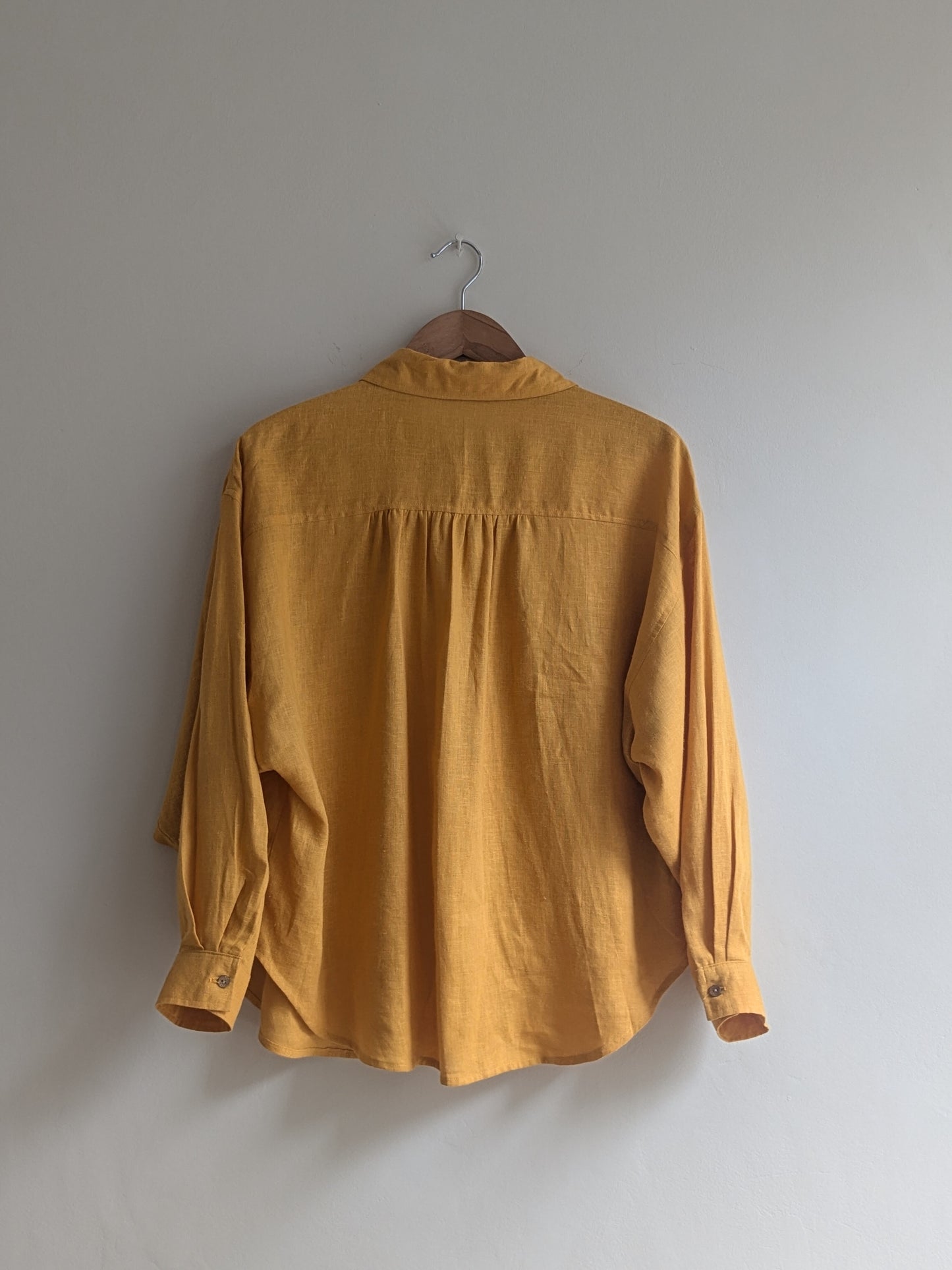 Women's oversize full sleeves shirt in mustard - back image