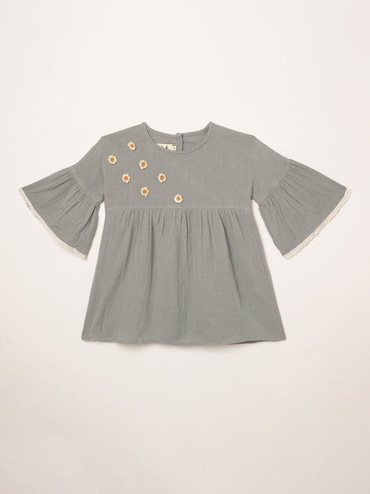 Blue Grey Cotton for girls - 4yrs to 8 yrs - Front