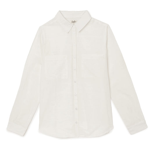 Women's Basic Cotton Shirt White - Front
