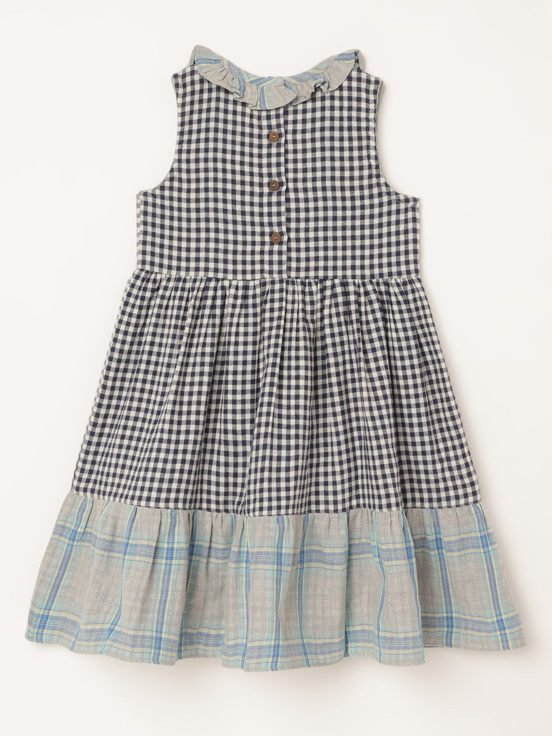 Girls Sleeveless Cotton Blue Checks Dress - 1yr to 8 yrs - Back