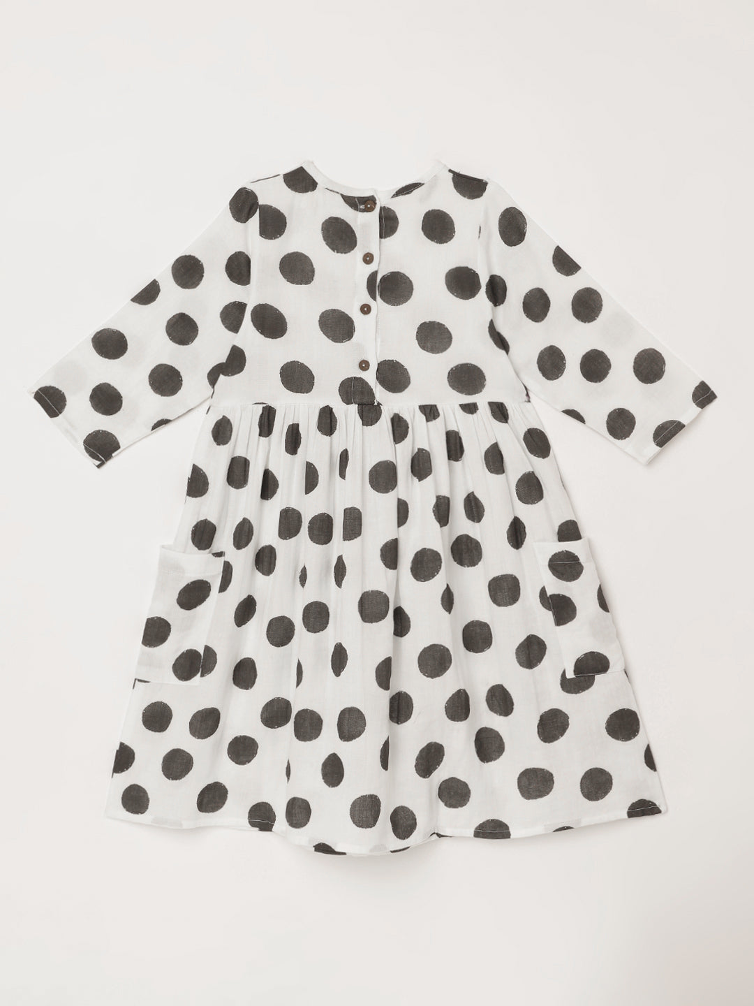 Polka Dot Cotton knee length dress for girls 1yr to 8  yrs - Back