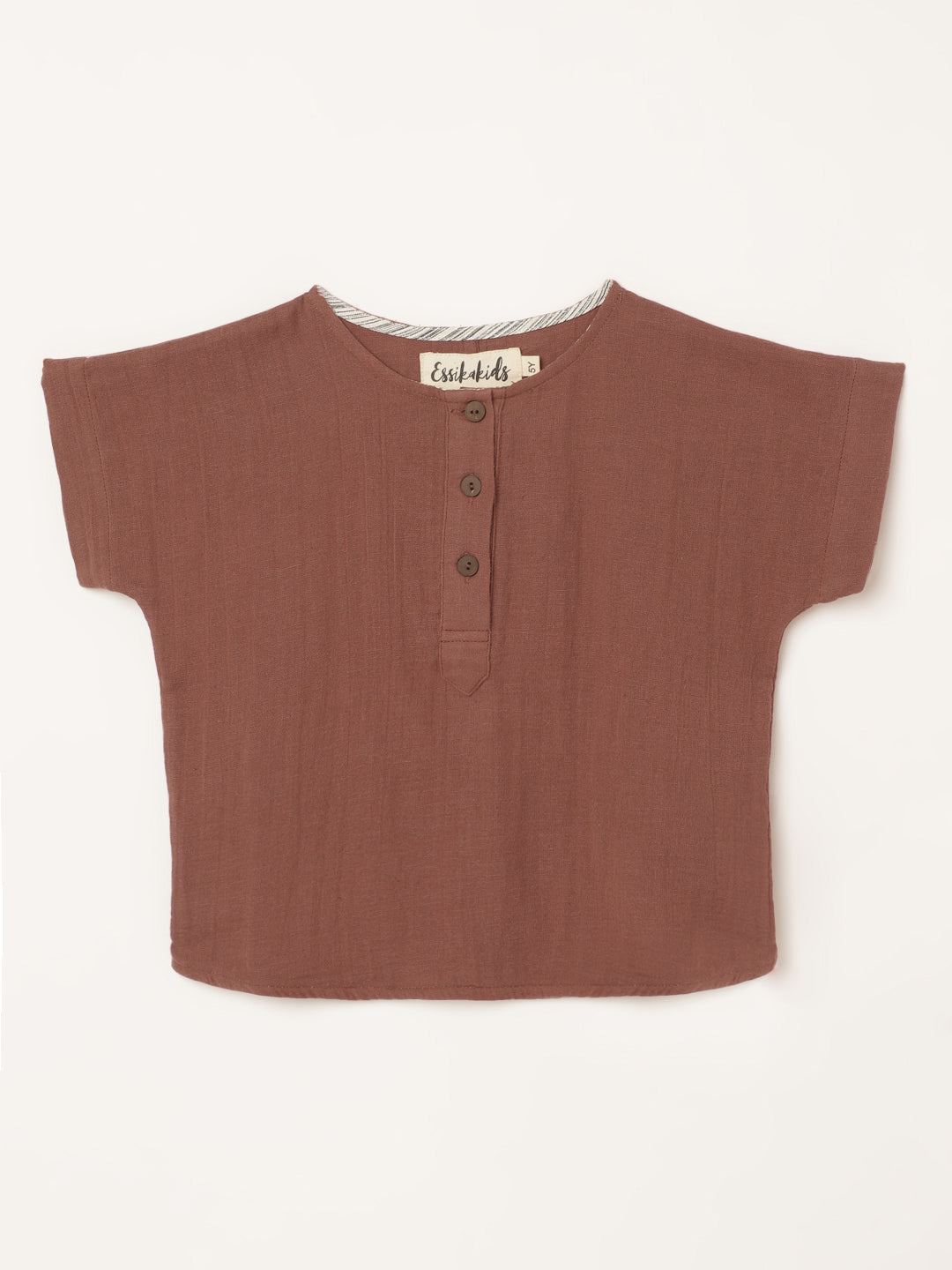 Boys Cotton Rust Brown Shirt | 1 Yr to 8 Yrs - Front