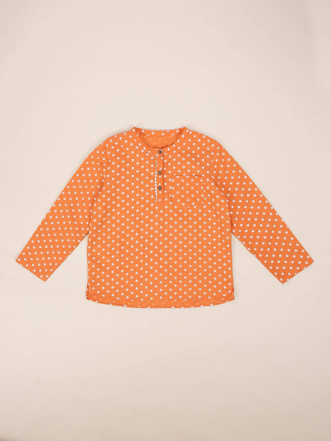 Boys Cotton Shirt Full Sleeves Orange - 2 yrs to 12 yrs - Front