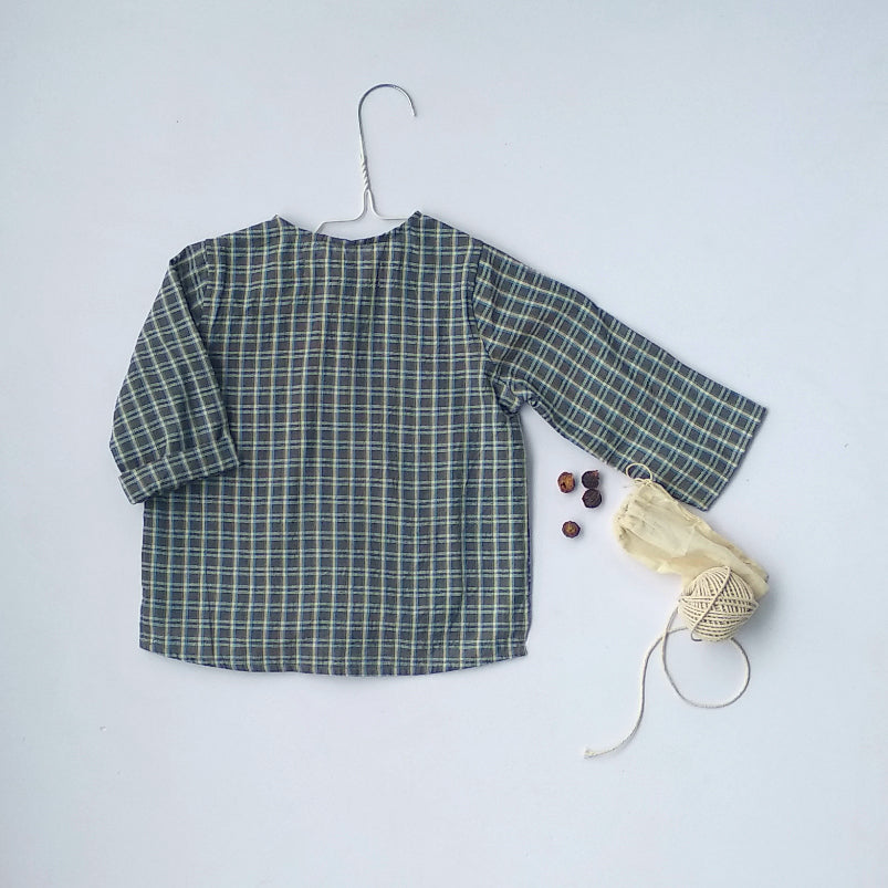 Boys Handloom Cotton Full Sleeves Shirt, Chocolate - 1 Yr to 8 Yrs Back