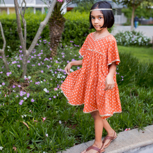 Girls Cotton Jasmine Dress, 4 yrs to 12 yrs - Front