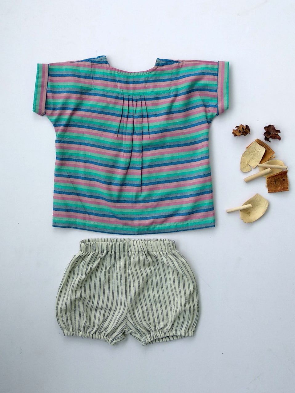 Cotton Tunic in Green Stripes - 1 yr to 8 yrs - Back